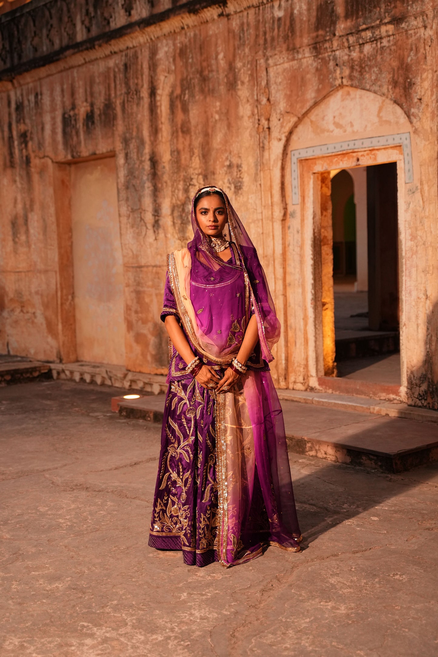 Handcrafted Rajasthani Poshak with Aari & zardozi Work
