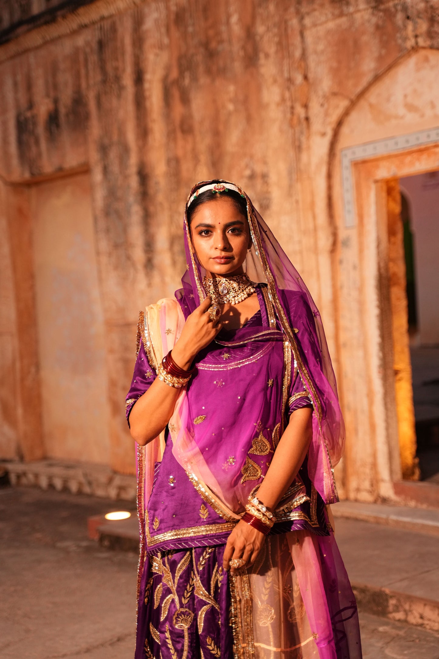 Handcrafted Rajasthani Poshak with Aari & zardozi Work