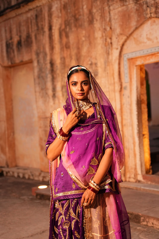 Handcrafted Rajasthani Poshak with Aari & Zardosi Work