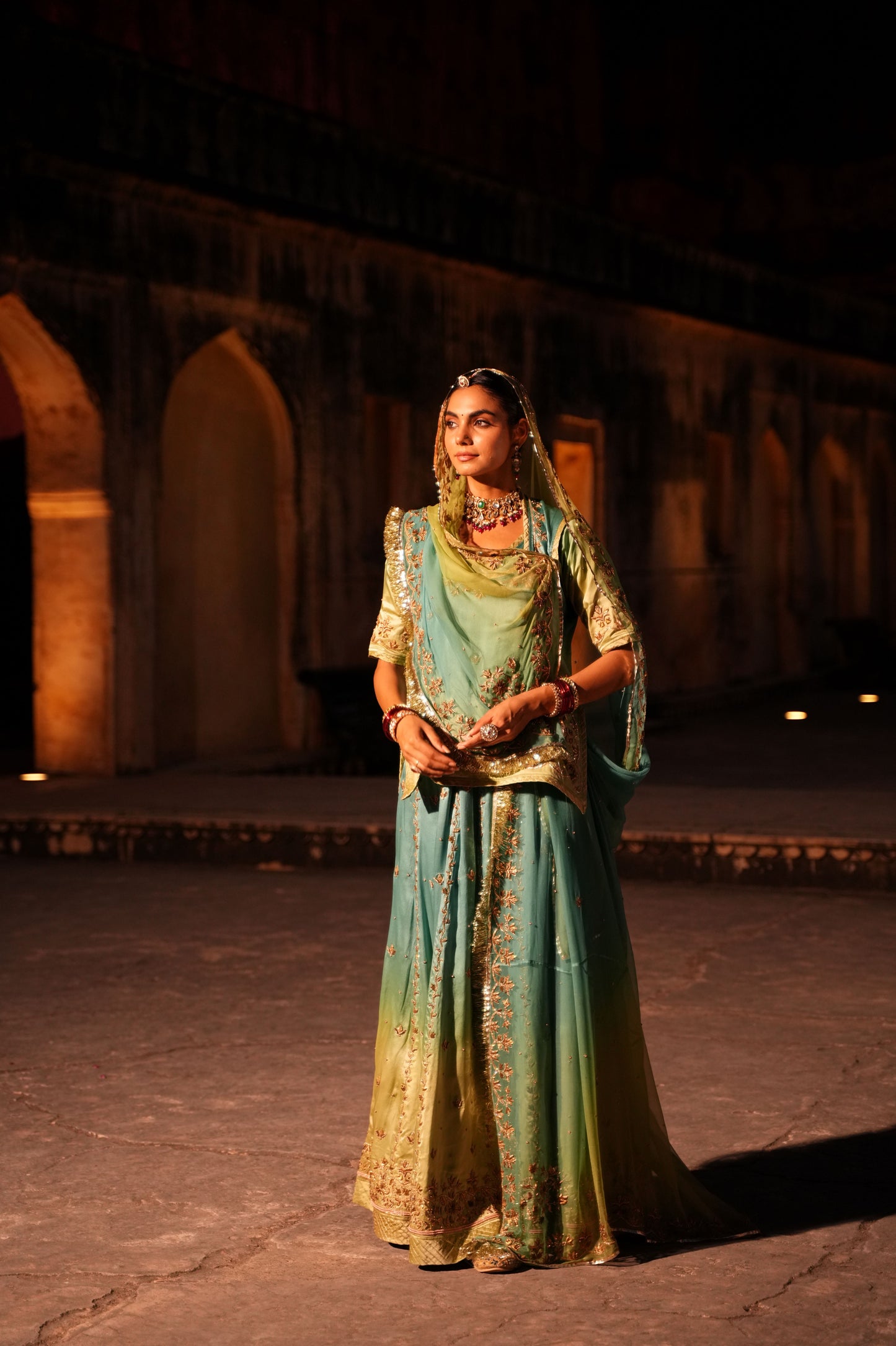 Golden Zardosi Rajasthani Poshak