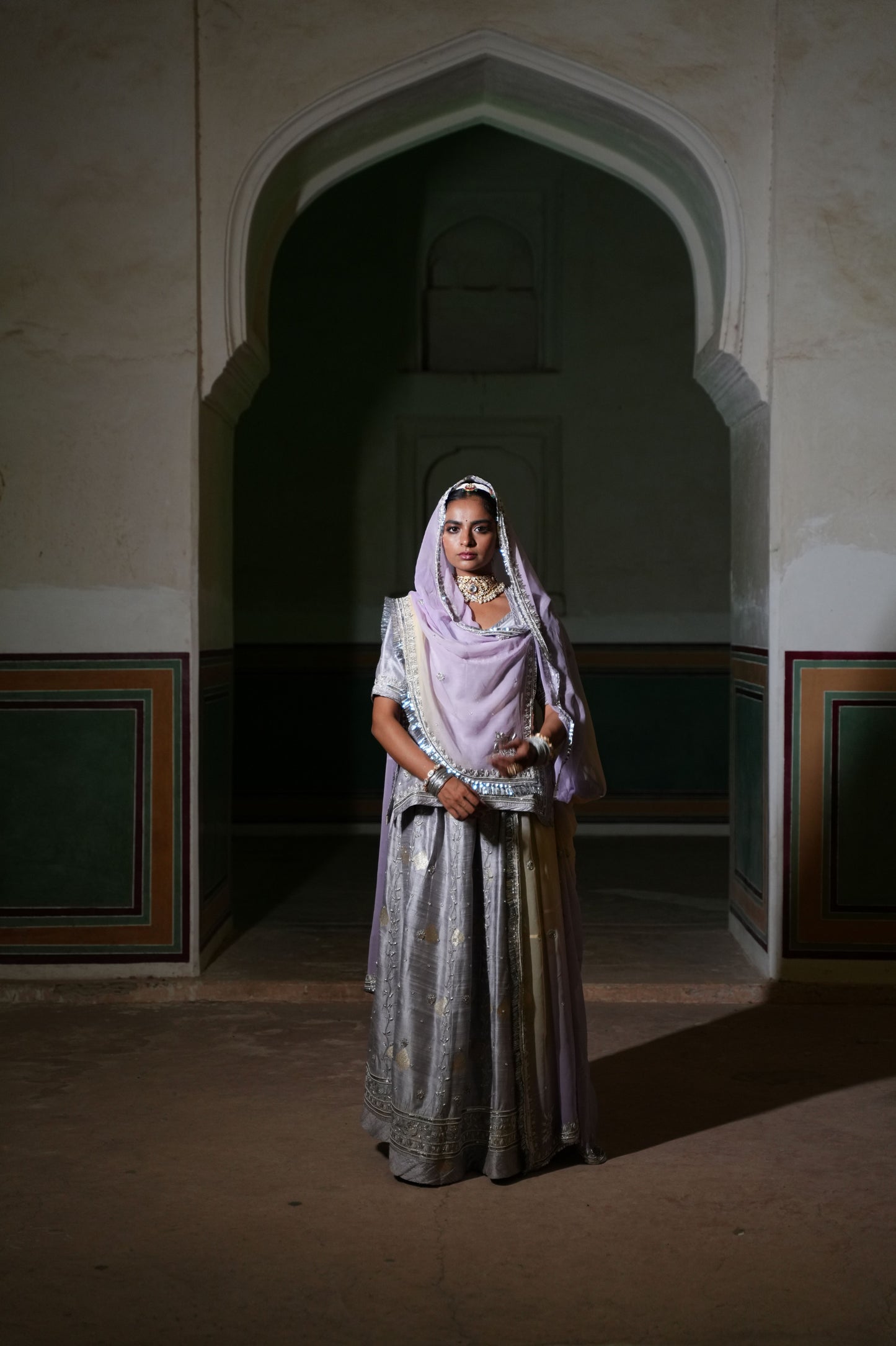 Silver Zardosi Handcrafted Rajasthani Poshak