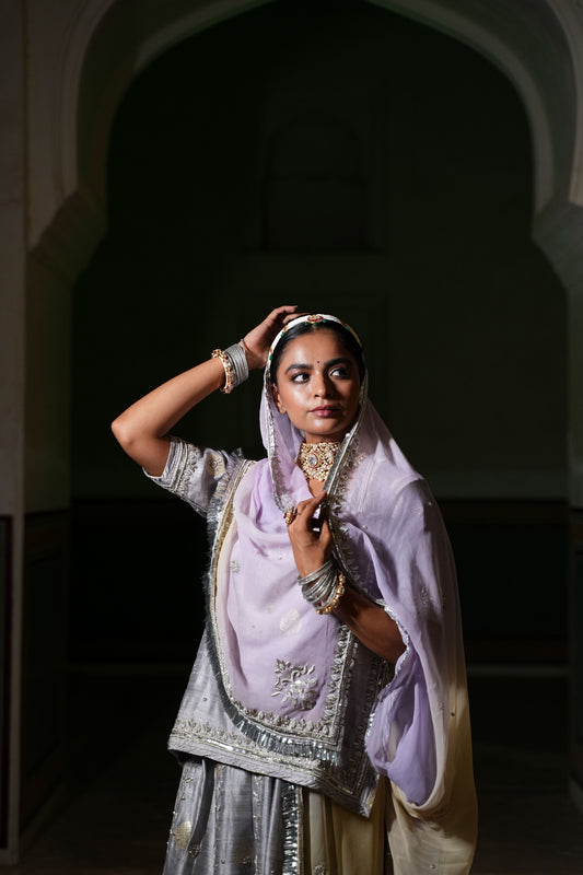 Silver Zardosi Handcrafted Rajasthani Poshak